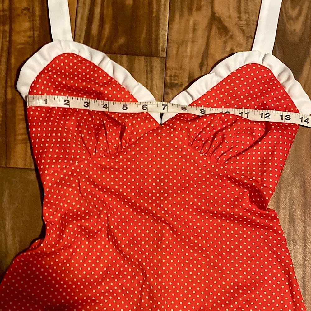 vtg Red Polka Dot Ruffle Maxi Dress - Picture 8 of 12